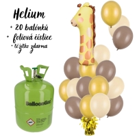 Helium + balonkov set (irafa 42x90cm, balonky Capuccino,zlate,kremove)