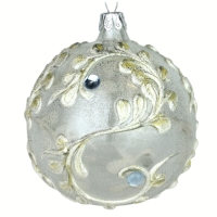Ozdoba vnon Metalic dekor s modrm kamnkem - koule 8 cm