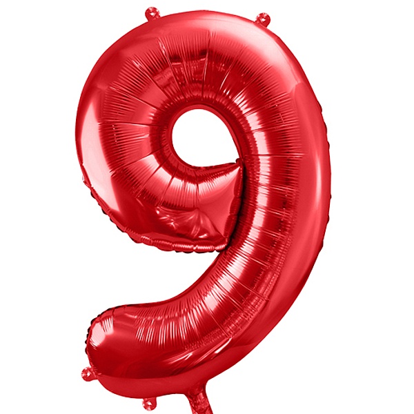 Balónek fóliový číslo 9 červené 85 cm