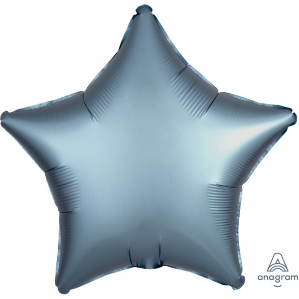 Balónek fóliový Hvězda saténová ocelově modrá 48 cm