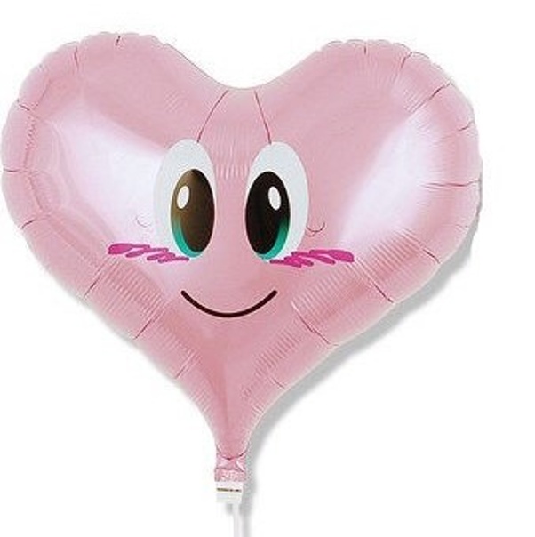 Balónek fóliový Srdce Smile Angel růžové 35 cm