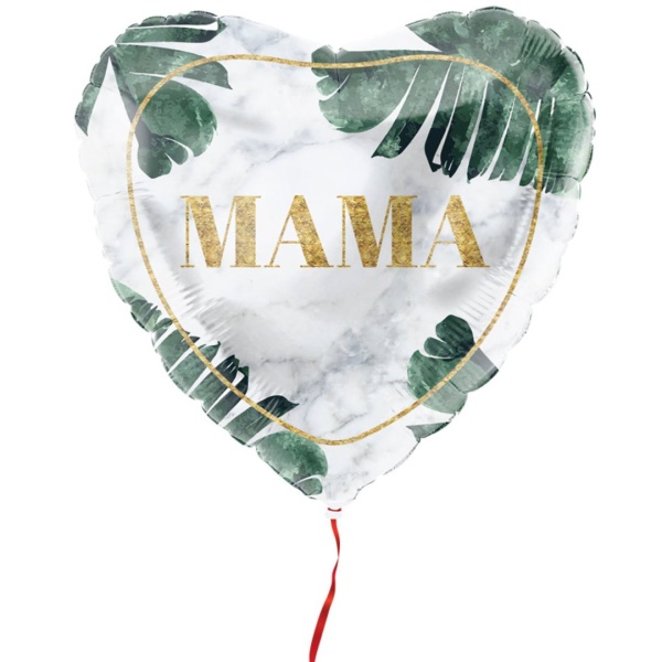 Balónek fóliový Srdce s listy Mama 45 cm