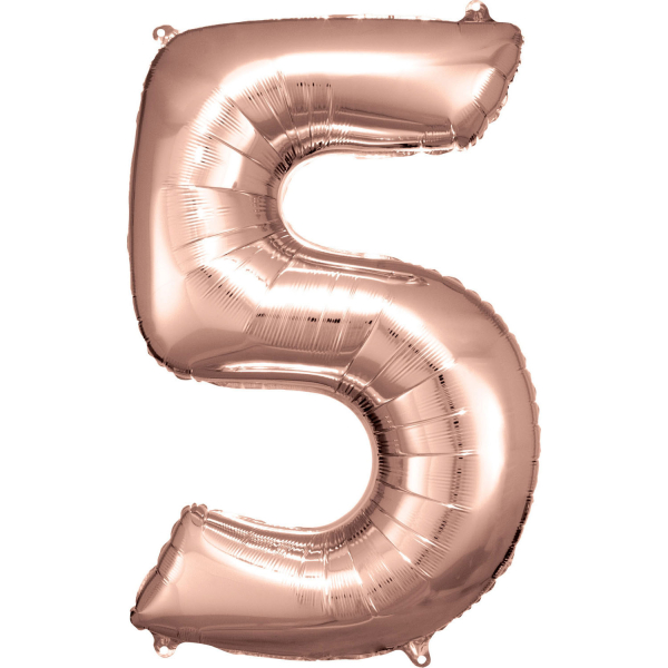 Balónek fóliový číslice 5 růžové zlato 58 x 86 cm