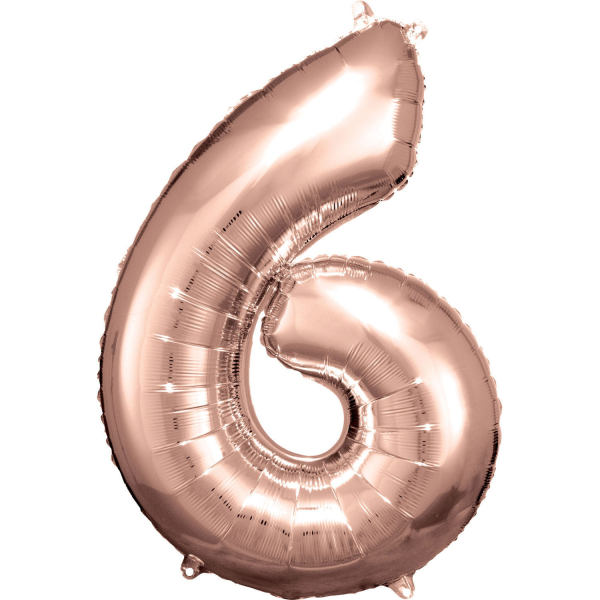 Balónek fóliový číslice 6 růžové zlato 55 x 88 cm