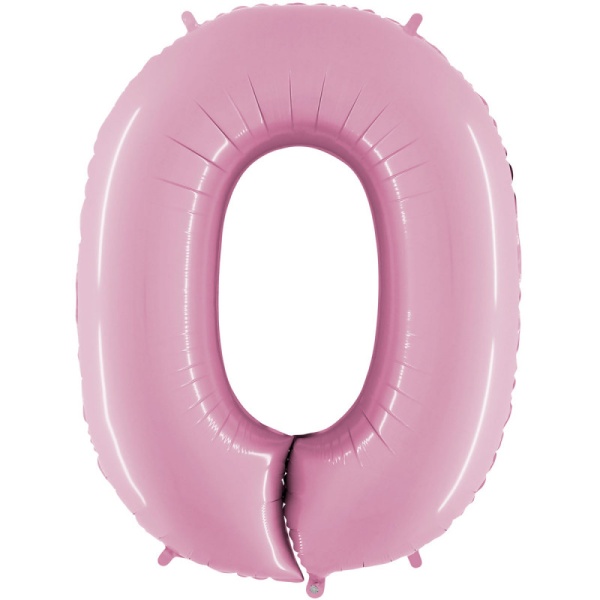 Balónek fóliový číslo 0 pastelově růžové 66 cm