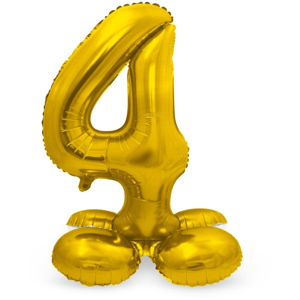 Balónek fóliový číslo 4 na podstavci zlaté 72 cm