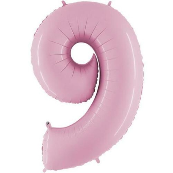Balónek fóliový číslo 9 pastelově růžové 102 cm