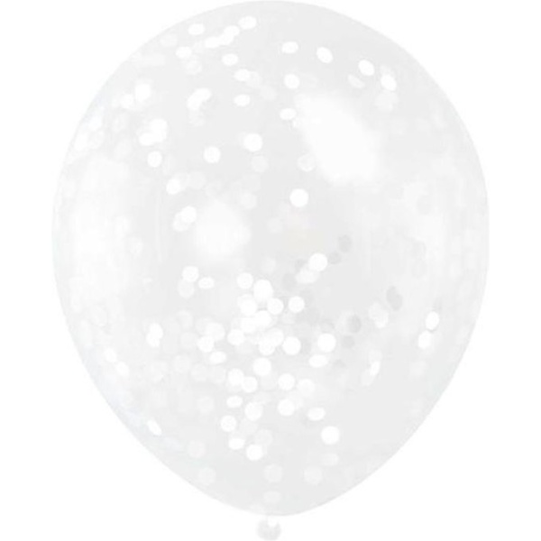 Balónky latexové s bílými konfetami 6 ks