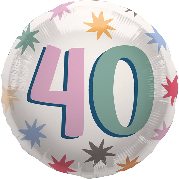 Balónek fóliový Starburst 40. narozeniny 45 cm