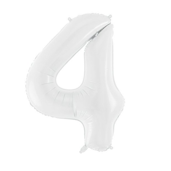 Balónek číslo bílé 4 z folie -  86 cm