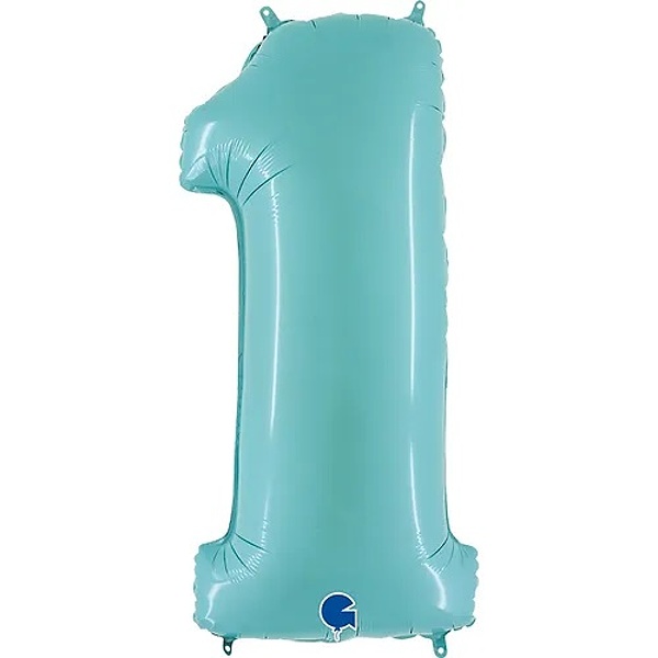 Balónek fóliový číslo 1 pastelově modré 102cm