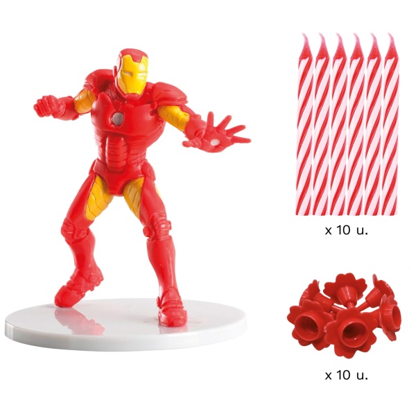 Avengers party - Dekorace na dort a svíčky Iron Man 10 + 1 ks