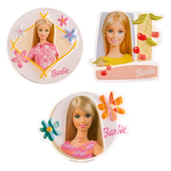 Dekorace na dort plastový disk Barbie 18 cm 10 ks