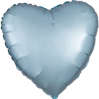 Balnek fliov srdce satnov pastelov modr 43 cm