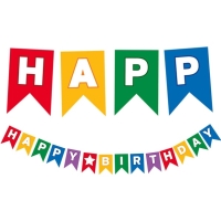 Banner vlajekov Happy Birthday multicolor 230 cm