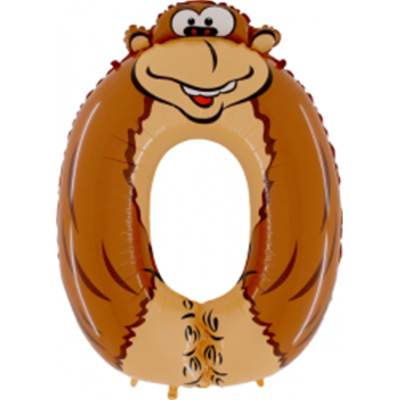 Levně Balón fóliový číslice "0" opice 102 cm