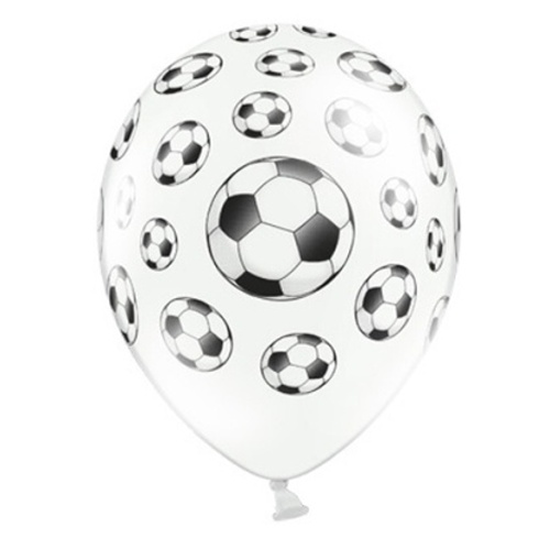 Balónky 50 ks bílý s fotbalovým motivem 30 cm