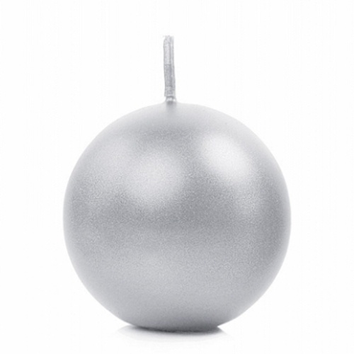 SVÍČKA KOULE metalická stříbrná 6cm