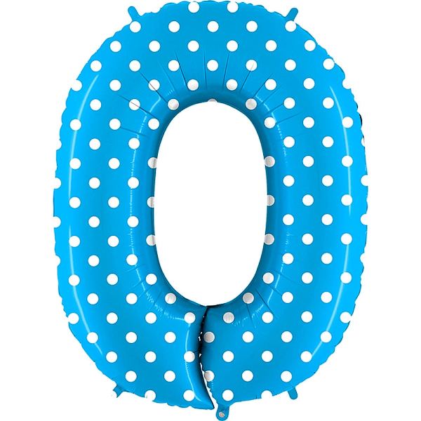 Levně Balónek fóliový číslo 0 modrý s puntíky 1 ks 102 cm