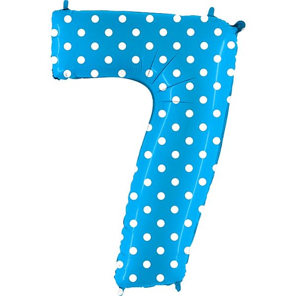 Levně Balónek fóliový číslo 7 modrý s puntíky 1 ks 102 cm