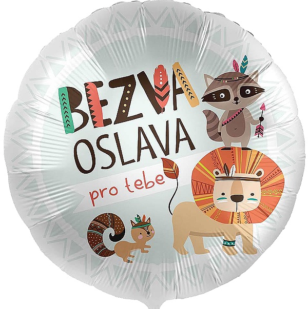 Levně Balónek fóliový český nápis Bezva oslava Zvířátka 45 cm