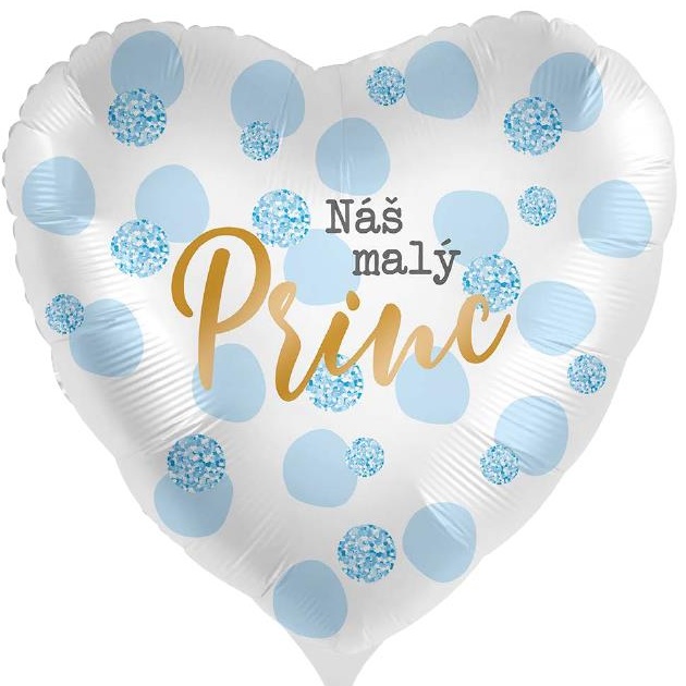 Balónek fóliový český nápis Srdce Náš malý Princ 43 cm