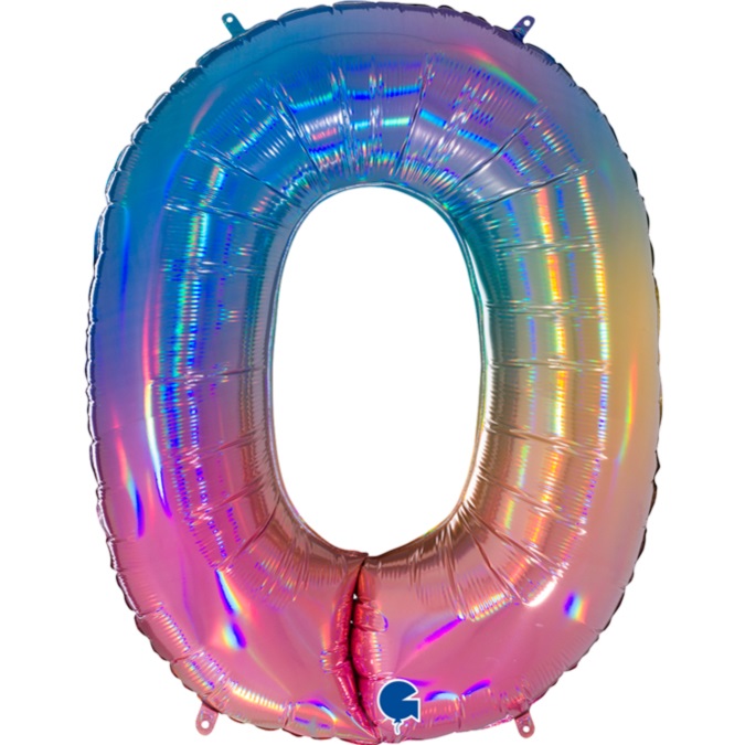 Balónek fóliový číslo 0 duhové 102 cm