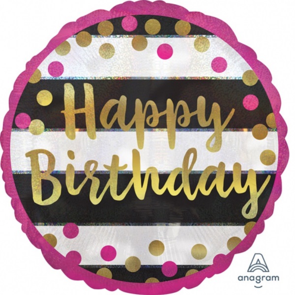 Balónek Happy Birthday růžovozlatý 45 cm