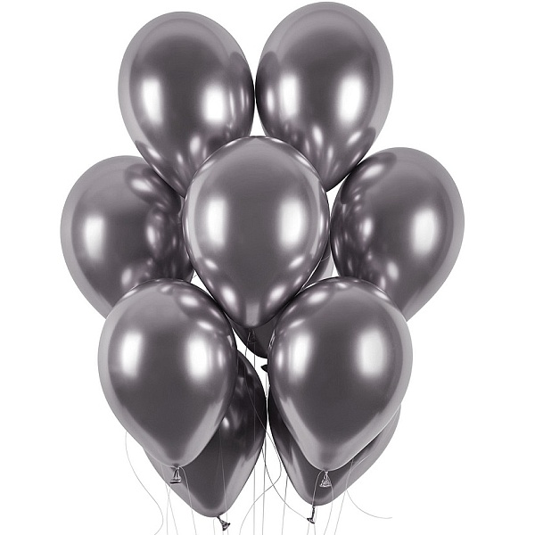 Balónek latexový 33 cm chromový vesmírně šedý 1 ks