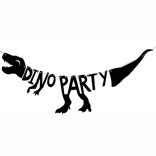 Dino party - Banner černý 20 x 90 cm