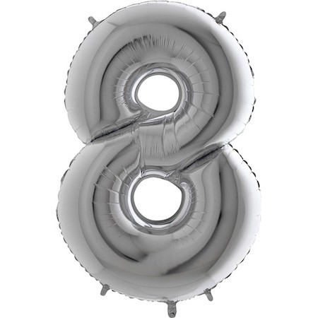 Levně Balónek fóliový číslo 8 stříbrné 102 cm