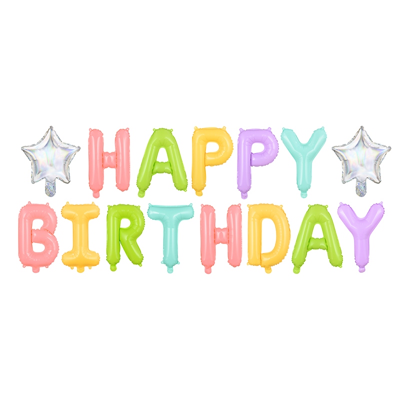 Levně Happy Birthday color - Balónek fóliový nápis mix barev 395 x 35 cm