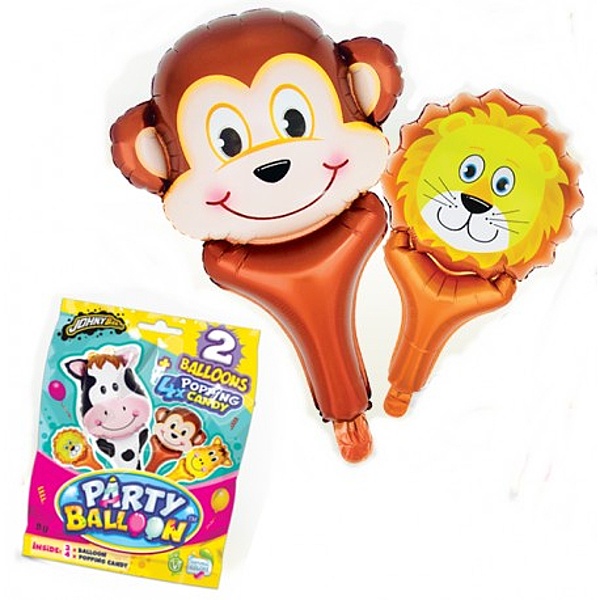 Balónek s cukrovinkou – zvířátka 2 x 40 cm + 4 x 2 g osvěžující prášek
