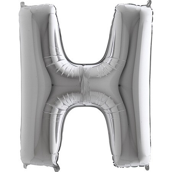 Balónek fóliový stříbrné písmeno H 102 cm