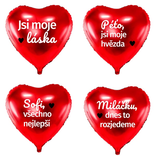 Balnek velk  erven srdce 61 cm  s vlastnm personifikovanm textem