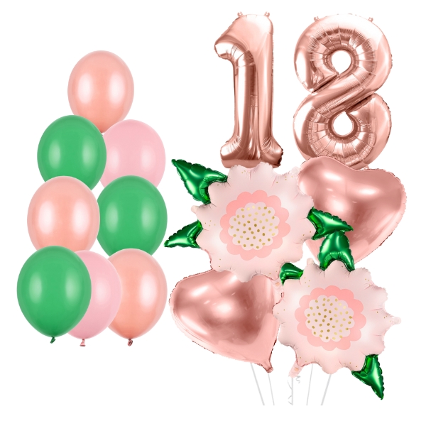 Balónkové bukety 18 narozeniny Rose gold