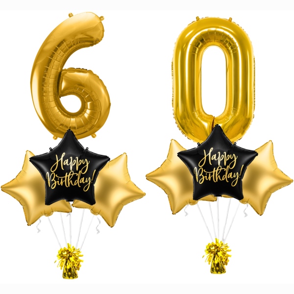 Balónkový set 60. narozeniny černo-zlatý