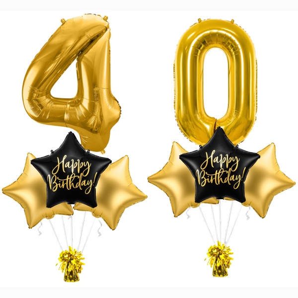 Balónkový set 40. narozeniny - černo-zlatý