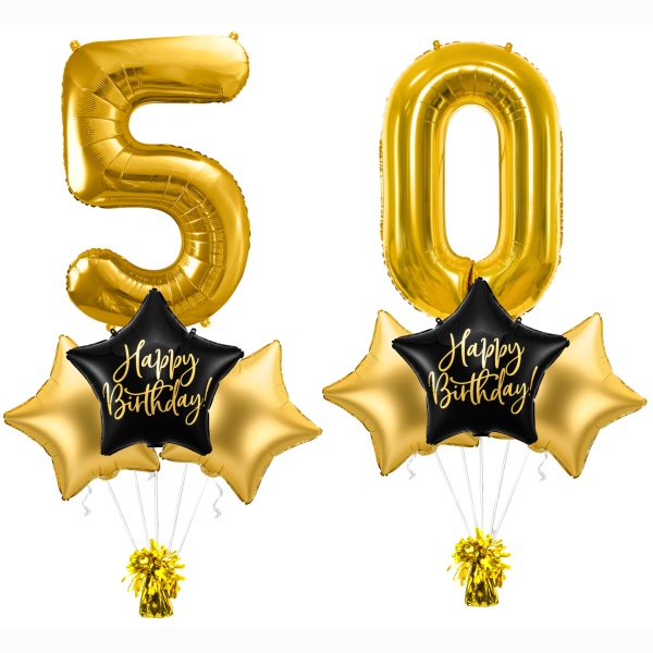 Balónkový set 50. narozeniny - černo-zlatý