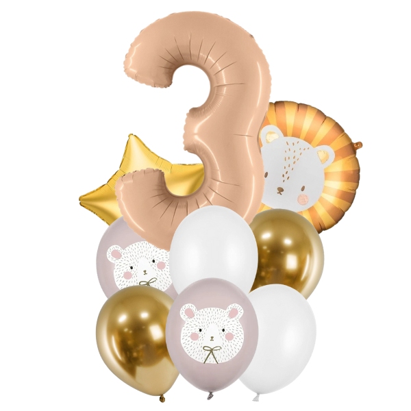 Balónkový set - Medvídek a lvíček 3. narozeniny