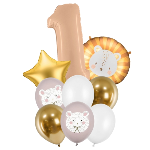 Balónkový set - Medvídek a Lvíček 1. narozeniny