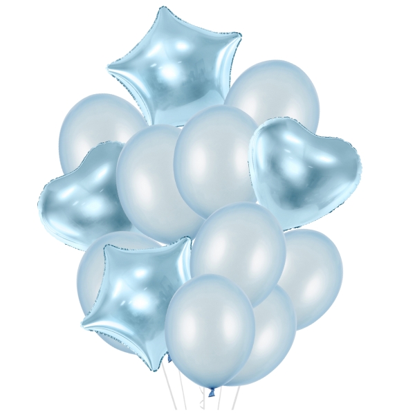 Balónkový set modrý - 2 srdce - 2 hvězdy - 9 latexových 30 cm
