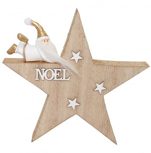 Dekorace vánoční - Hvězda dřevěná se Santou