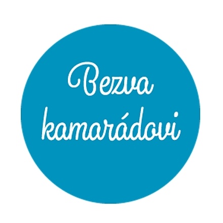 Dárková samolepka modrá Bezva kamarádovi 10 cm