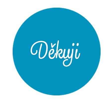 Dárková samolepka modrá Děkuji 10 cm