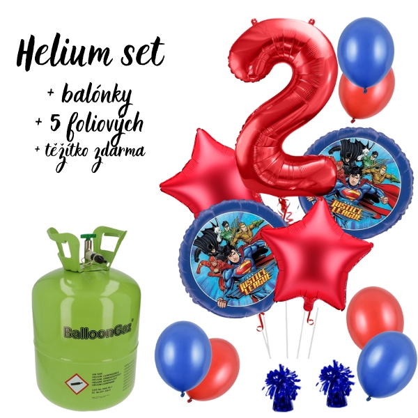Levně Helium set - Výhodný set helium a balonky Liga spravedlnosti 2