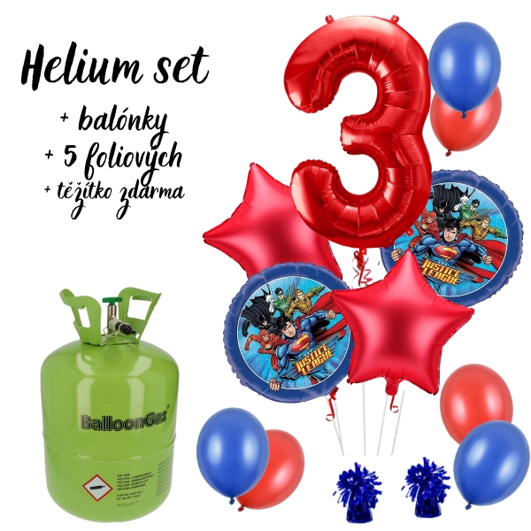 Helium set - Výhodný set helia a balónků Liga spravedlnosti 3