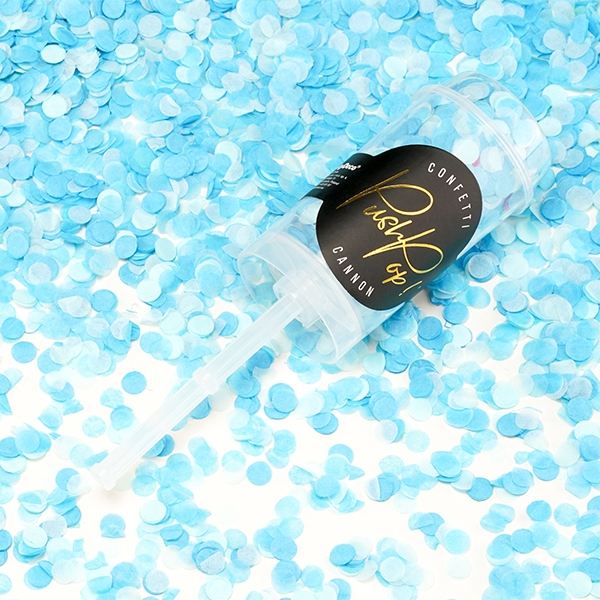 Levně Vystřelovací konfety push pop modrý mix 8 mm