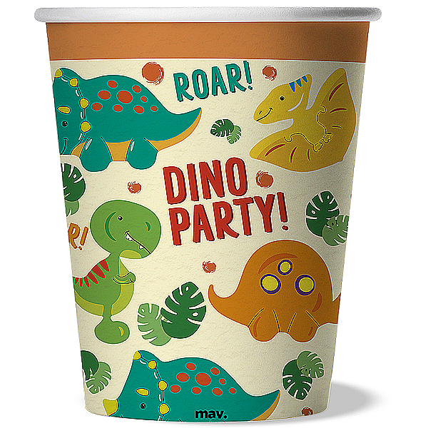 Kelímky papírové Dino party Color 250 ml 8 ks