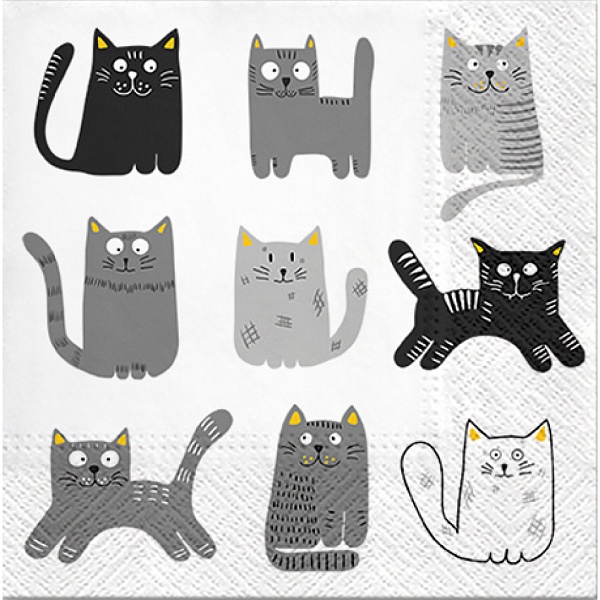 Meow party - Ubrousky kočička 33 x 33 cm 20 ks